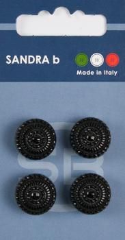 Пуговицы SANDRA 15 мм пластик 4 шт CARD176 черный