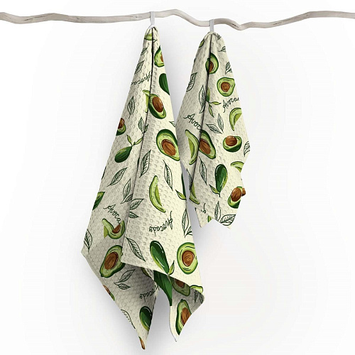 Полотно вафельное 007-13889 разбеленный желтый принтованный