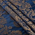 Ткань портьерная жаккард Т274-02-44 синий/бронза