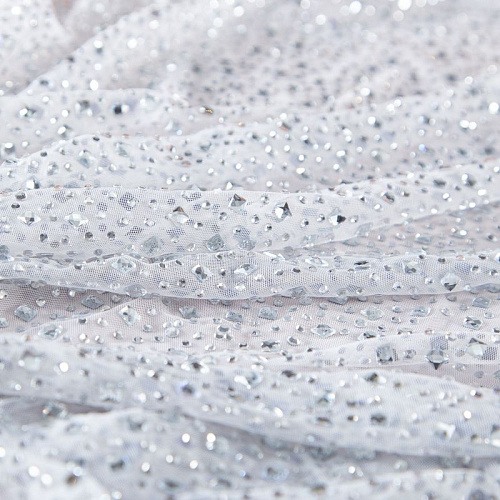 Сетка трикотажная со стразами Swarovski 050-19876 белый