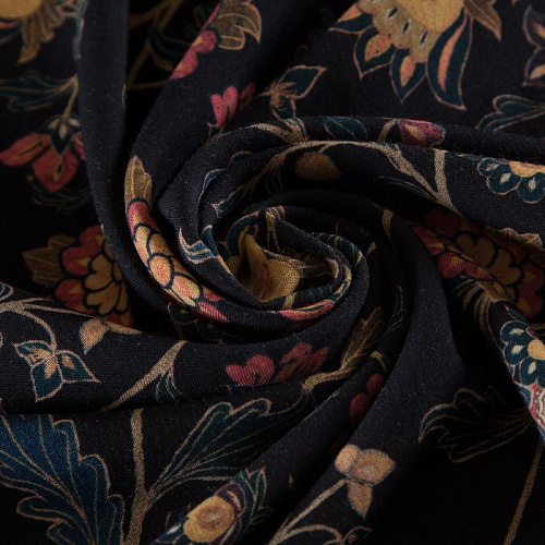 Шерсть плательная (купон) Etro 066-19196 черный принтованный