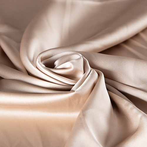 Шелк синтетический стрейч 065-21417 бежевый однотонный