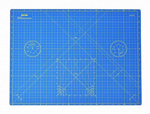 Коврик раскройный двухсторонний ALFA 60х45 см AF-A2Blue синий