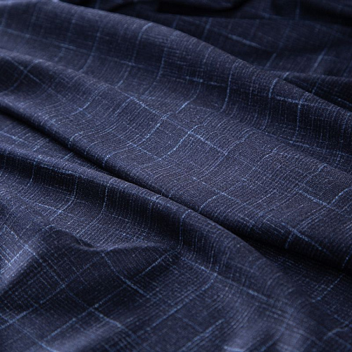 Шерсть костюмная 025-19979 серо-синий клетка
