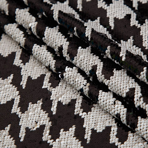 Двухстронние пайетки на сетке 055-16859 черно-белый/золото
