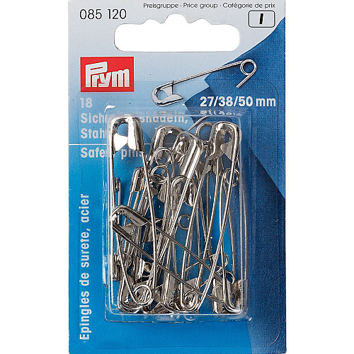 Булавки английские Prym 085120 27/38/50 мм 18 шт серебро