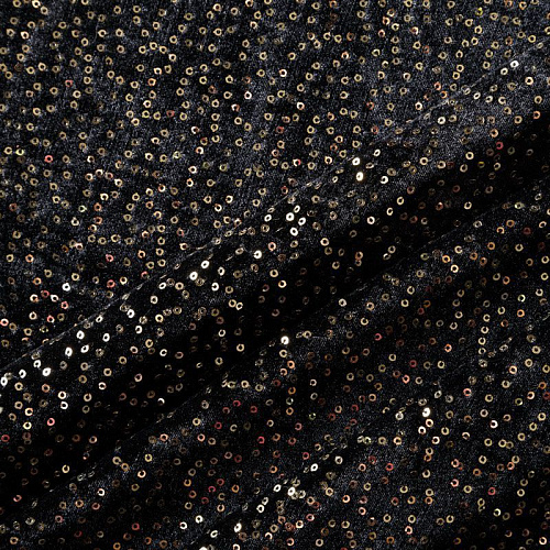 Пайетки на бархате 055-05746 черный/золото