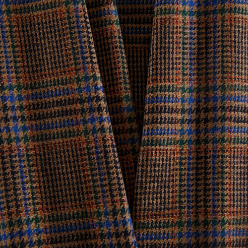 Ткань костюмная 025-14417 коричневый принтованный